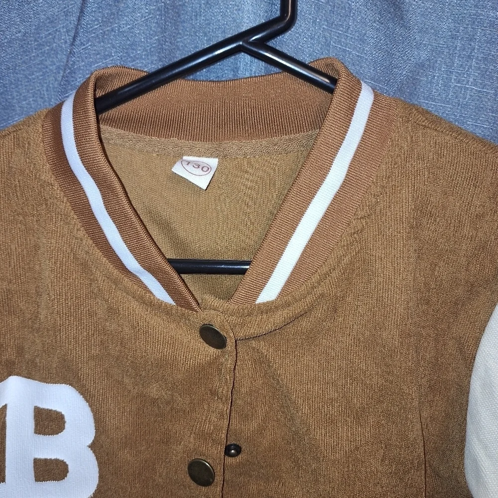 Brown and Cream Girls B Varsity Jacket